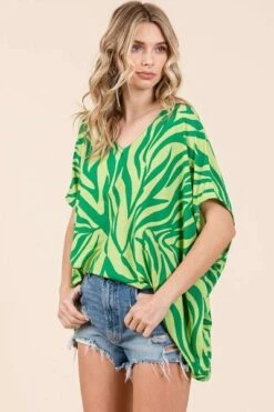 Mittoshop Zebra Print V-Neck Short Sleeve Oversized Top -Little Loom Store e7ef0fa0 fee2 4789 b455 bbde8a184921 Min