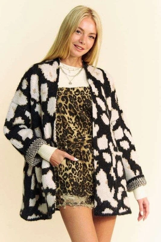 Davi & Dani Leopard Open Front Long Sleeve Cardigan 3 Davi & Dani Leopard Open Front Long Sleeve Cardigan