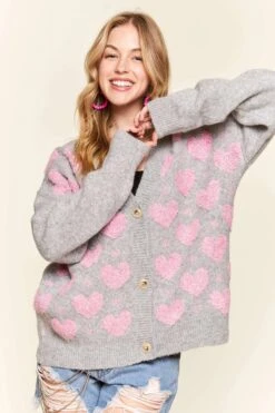 ADORA Button Down Heart Sweater Cardigan