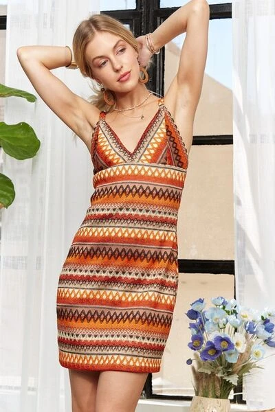 ADORA Contrast Striped V-Neck Mini Dress 5 ADORA Contrast Striped V-Neck Mini Dress - Image 3