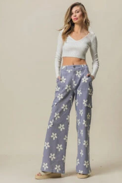 BiBi Flower Printed Side Pocket Wide Pants -Little Loom Store eda8c47832d74a26af9aa6de2b784b94 Max Origin
