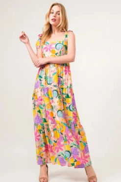 And The Why Shoulder Strap Tropical Fruit Printed Tiered Maxi Dress -Little Loom Store ee5392406a9f40ed88c249498c847567 Max Origin