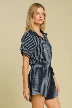 Umgee Full Size Half Zip Striped Romper Plus Size -Little Loom Store ef55be9d bca7 4565 8230 28eebb0d3113 Min
