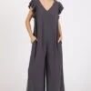 Mittoshop V-Neck Ruffled Cap Sleeve Wide Leg Jumpsuit -Little Loom Store f061b69c 616d 4a2c 9179 3fd3b5ae3853 Min