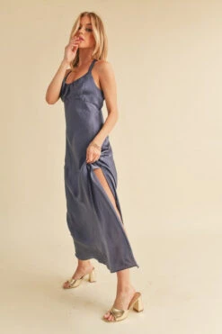 Aemi + Co Ruched Side Slit Cutout Back Maxi Cami Dress -Little Loom Store f13f0212 667e 4399 9419 a1996e983173 Max