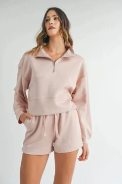 MABLE Half Zip Sweatshirt And Shorts Set