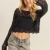 HYFVE Crochet Round Neck Cropped Knit Cover Up