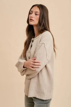 Annie Wear Half Button Ribbed Hem Sweater -Little Loom Store f21bc850 1952 4c96 af5c 0a9abdd0d6cc Max