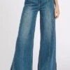 Mittoshop Medium Wash Seam Detail Wide Leg Denim Jeans
