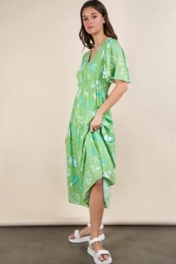 VERY J Printed V-Neck Resort Midi Dress -Little Loom Store f34df652df1b458cb6e955832ab63da8 Max Origin