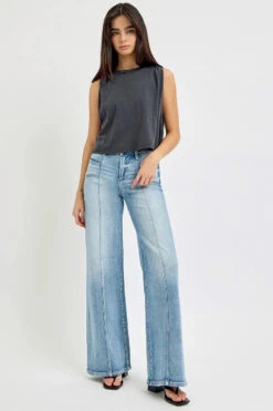 RISEN Full Size Mid Rise Wide Jeans With Front Patch Pocket Plus Size -Little Loom Store f3869056d1e344358cb38545b4d3d02f Max Origin