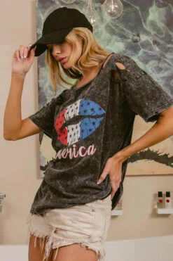 BiBi Laser Cut Mineral Washed Old Glory Lip Print Top -Little Loom Store f3ea2163f87441798cfa8914e6ab9b88 Max Origin