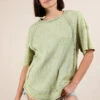 VERY J Mineral Washed Ribbed Knit Casual Top