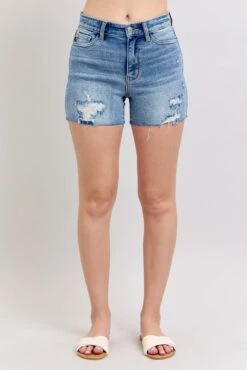 Judy Blue Full Size High Waist Denim Shorts W/stitch Over Destroy Detail Plus Size -Little Loom Store f442e6b241a2413588d6b937894103e7 Max Origin