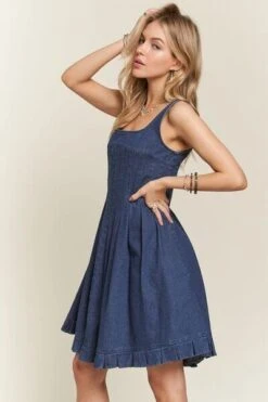 ADORA Smocked Back Square Neck Denim Dress -Little Loom Store f44f675f f0c1 4384 8030 50ecccd8264c Min