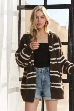 ADORA Horizontal Stripes Hoodie Cardigan -Little Loom Store f5766f5fdd214ae69984bf1ea66efeae Max Origin