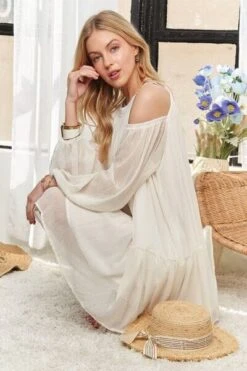 ADORA Cold Shoulder Balloon Sleeve Mini Dress -Little Loom Store f578c484 7e3e 42f7 99c2 ed5b92b1411d Min