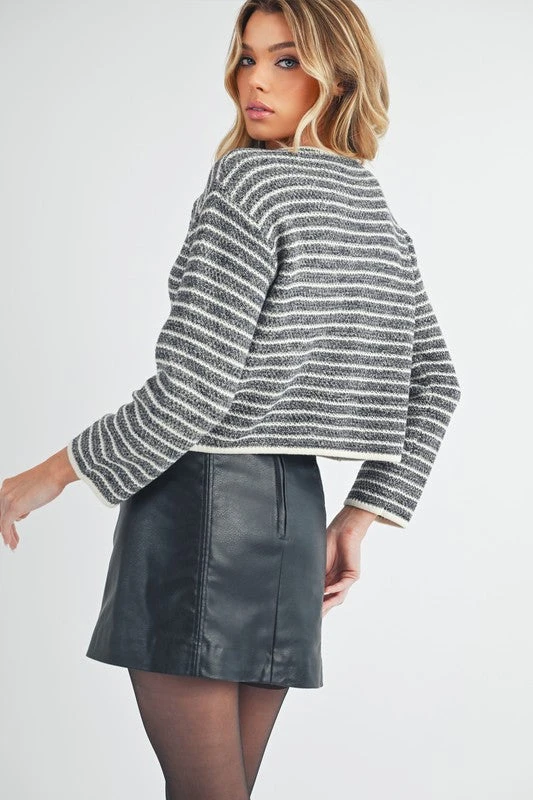 Aemi + Co Striped Button Down Round Neck Cardigan 7 Aemi + Co Striped Button Down Round Neck Cardigan - Image 5