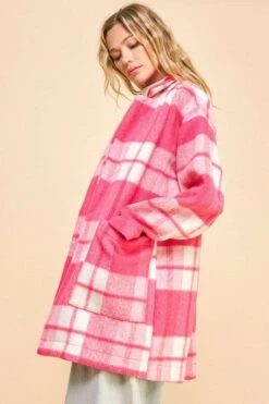 Davi & Dani Plaid Open Front Drop Shoulder Longline Coat -Little Loom Store f869f1ae 0862 4701 9a7f 1aa5ced88e2f Max