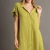 Umgee Full Size Raw Hem Button Down Short Sleeve Gauze Shirt Dress Plus Size -Little Loom Store f8816b28 3725 4412 b548 6ec992a1a6be Min