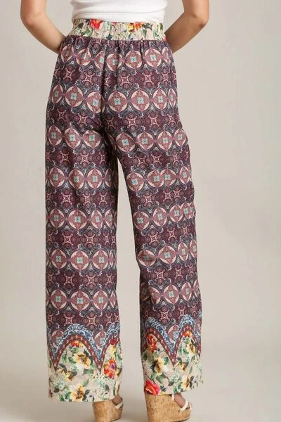 Umgee Full Size Mixed Print Elastic Waistband Pants Plus Size 4 Umgee Full Size Mixed Print Elastic Waistband Pants Plus Size - Image 2