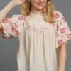 Umgee Full Size Embroidered Puff Sleeve Mock Neck Top Plus Size -Little Loom Store f9f9ffde ff3b 41d0 8bac ec510286d0f5 Min