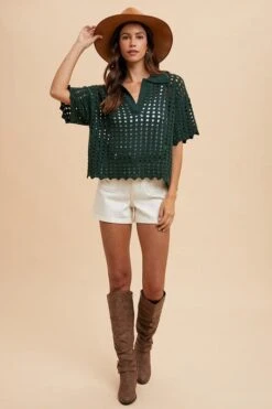 Annie Wear Openwork Johnny Collar Knit Cover Up -Little Loom Store fa4182fc 1202 4079 bff1 aa2889b3c86d Max
