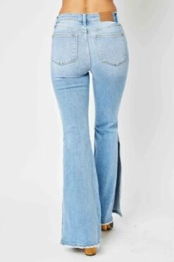 Judy Blue Full Size Mid Rise Raw Hem Slit Flare Jeans -Little Loom Store fa69b7d8 9432 42ee be13 c975bfd27083 Min