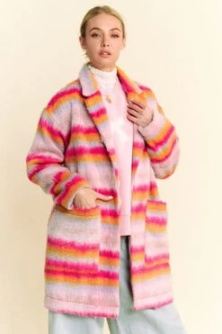 Davi & Dani Contrast Striped Open Front Coat With Pockets -Little Loom Store fc8cea2b c802 40d1 8aba b565e1b63580 Max