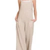 Zenana Knit Waffle Wide Leg Overalls