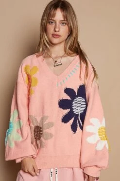 POL V-Neck Long Sleeve Flower Fringe Sweater -Little Loom Store fe1d52be ec71 4a5b 9f0e 277fa2bef33f Max