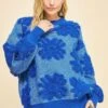 Davi & Dani Flower Texture Round Neck Dropped Shoulder Sweater -Little Loom Store fefe2830 fd1b 4219 8a7c a91a4d890a71 Max