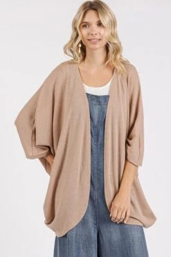 Mittoshop Open Front Batwing Sleeve Cardigan