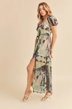 Aemi + Co Lace Detail Slit Geometric Print Short Sleeve Maxi Dress -Little Loom Store ff65aa01 7344 4350 9d01 04d34e9da6a5 Min